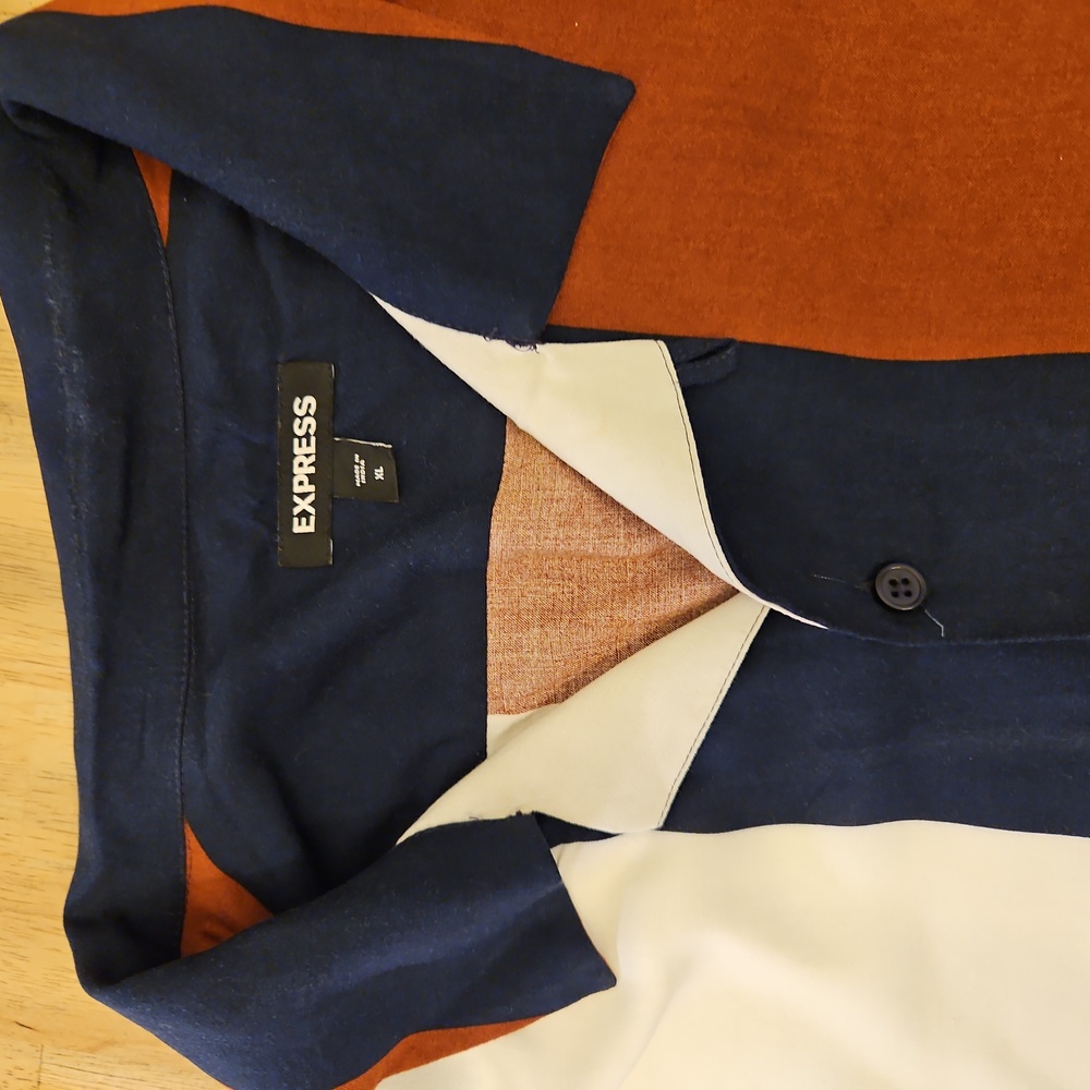 Color blocked Rayon button down by Express - Picture 2 of 5